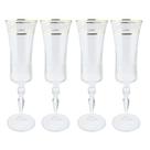 Jogo Taças Champanhe Espumante 190ml Kit 4 Peças Grace Cristal Friso Dourado Luxo