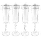 Jogo Taças Champanhe Espumante 300ml Kit 4 Peças Grace Cristal Friso Platino Luxo