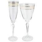 Jogo Taças Cristal Champanhe e Agua Frizo Dourado e Decorado 12un Bohemia