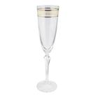 Jogo Taças Cristal Friso Dourado e Decorada para Champanhe 220ml 6un Bohemia