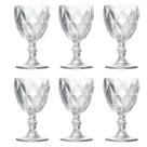 Jogo Taças Transparente Vidro 6 Unidades Cristal Diamond 260 Ml Suco Vinho Água