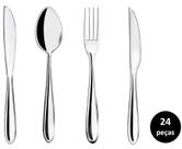 Jogo Talhares Inox Lagoa 24 Peças Garfo, Colher, Faca Mesa e Churrasco Prime - Yazi