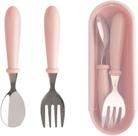 Jogo Talheres Clink Colher Garfo Inox Infantil Kit Com Estojo Bebe Rosa