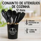 Jogo Talheres Cozinha Silicone e Madeira 12 Peças Profissional