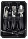 jogo talheres faqueiro inox preto 25 peças