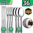 Jogo Talheres Kit 36 Peças Garfo Faca e Colher de Inox para Refeição