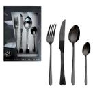Jogo Talheres Preto 24 Peças Colher Garfo Faca Cozinha Inox
