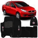 Jogo Tapete Automotivo Carpete + Lixeira Grand Siena 2012 à 2021 Soft Logo Bordado Preto 6 Peças