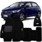 Jogo Tapete Automotivo Carpete + Lixeira Onix 2018 à 2019 Soft Logo Bordado Preto 6 Peças