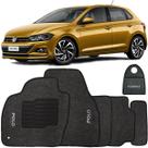 Jogo Tapete Automotivo Carpete + Lixeira Polo 2018 à 2025 Soft Logo Bordado Grafite 6 Pçs