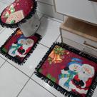 Jogo Tapete Banheiro 3 Pçs Antiderrapante Papai Noel Boneco