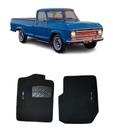 Jogo Tapete Carpete Chevrolet C-10 Cabine Simples 1974 a 1981 Com Logo Bordado Preto- 300.347PTO