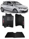 Jogo Tapete Carpete Preto Bordado Toyota Etios 4 Pecas