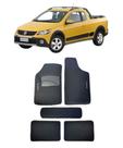 Jogo Tapete Carpete Volkswagen Saveiro Cross G5 G6 2010 a 2017 Com Logo Bordado Preto-100.315PTO Jogo Tapete Carpete Volkswagen Saveiro Cross G5 G6 2010 a 2017 Com Logo Bordado Preto-100.315PTO