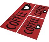 Jogo Tapete Cozinha Black Coffee Jogo 3 Peças Antiderrapante