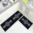 Jogo Tapete Cozinha Preto Algodão Antiderrapante Kit 3 Peças Maze