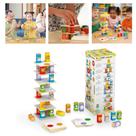 Jogo torre ludica classica 40 pecas madeira 12 niveis equilibro brinquedo educativo sensorial crianca jogo infantil