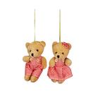 Jogo Ursinho Decorativo Natal Casal Pelúcia Bege Roupa Vermelho Xadrez 12cm Jogo Ursinho Decorativo Natal Casal Pelúcia Bege Roupa Vermelho Xadrez 12cm