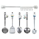 Jogo Utensílios de Cozinha Aço Inox Kit 6 Peças Com Suporte