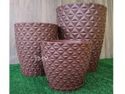 Jogo Vasos Diamante 3d Planta Casa Jardim 3 Tamanhos P, M, G-marrom Jogo Vasos Diamante 3d Planta Casa Jardim 3 Tamanhos P, M, G-marrom