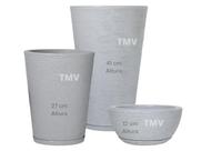 Jogo Vasos Luxo Grafiato Planta Casa Jardim Decoração P M G-Cinza Jogo Vasos Luxo Grafiato Planta Casa Jardim Decoração P M G-Cinza