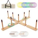 Jogo Westant Ring Toss, 81 cm, madeira de faia, 30 anéis, portátil
