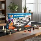 Jogo Xadrez Dama Gamão Tabuleiro 3 Em 1 Magnético Jogo Tabuleiro Dobrável Infantil