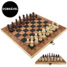 Jogo Xadrez Escolar Tabuleiro em Madeira MDF Dobrável Grande