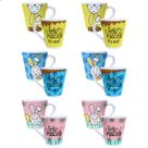 Jogo Xícara café chá 6 uni - Decoração lembrancinha Pascoa Coelhinho Coelho Caneca Porcelana 110ml