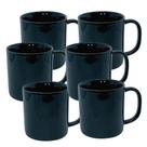 Jogo Xicara Caneca Cafe Cha Porcelana Preta 200ml 06un
