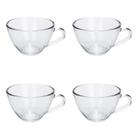 Jogo Xicara Cha Cafe Vidro Incolor Temperado 4pcs