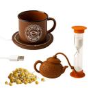 Jogo Xícara Prana com Aquecedor USB e Infusor de Chá Estilo Timer Caneca para Café Chá Escritório Mesa Portátil