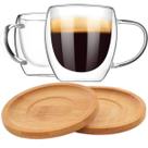 Jogo Xicara Vidro Duplo Caneca Parede Dupla 2un 250ml C Pires Jogo Xicara Vidro Duplo Caneca Parede Dupla 2un 250ml C Pires