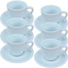 Jogo Xícaras Café 80ml Cabo Prático c/pires 12 pçs Porcelana