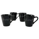 Jogo Xicaras Canecas Café Chá 120 ml Porcelana Preta Spot Gratidão quantidade:4