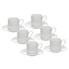 Jogo Xícaras De Café Chá Porcelana Com Pires 80ml 12 Peças