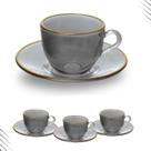 Jogo xícaras de café preta com borda fio de ouro 85 ml 8 pc