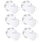 Jogo Xícaras De Cappuccino Com Pires Kit 6 Peças 200ml Porcelana Fogli Tramontina