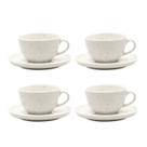 Jogo Xicaras de Chá Café Com Pires 200ml Kit 4 Peças Flat Chuvisco