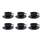Jogo Xicaras De Chá Café Com Pires 6 Peças 200ml Cerâmica Flat Ônix