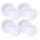 Jogo Xícaras de Chá Café Com Pires Kit 4 Peças 185ml Santorini Porcelana Branca Tramontina