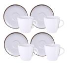 Jogo Xícaras De Chá Café Com Pires Kit 4 Peças 200ml Canyon Porcelana Bordas Decoradas Tramontina
