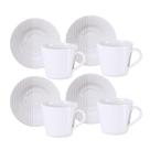 Jogo Xícaras de Chá Café Com Pires Kit 4 Peças 70ml Grid Porcelana Decorada Tramontina Jogo Xícaras de Chá Café Com Pires Kit 4 Peças 70ml Grid Porcelana Decorada Tramontina