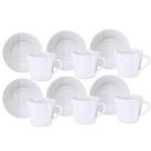 Jogo Xícaras De Chá Café Com Pires Kit 6 Peças 185ml Grid Porcelana Decorada Tramontina
