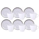 Jogo Xícaras De Chá Café Com Pires Kit 6 Peças 200ml Canyon Porcelana Bordas Decoradas Tramontina