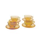 Jogo xícaras de chá cristal Wolff Pearl 200ml 4 peças âmbar