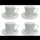 Jogo Xicaras de Porcelana 150ml Branca com 4 Xícaras com 4 Pires