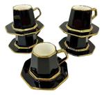 Jogo Xícaras Porcelana Preto E Dourado Importado La Francesa