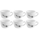 Jogo Xícaras Vidro Branca Florid Vine Chá Café 6 Peças 130ml