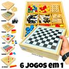 Jogos 6x1 Dama, Jogo Da Velha, Ludo, Trilha, Dominó e Xadrez 6 em 1 Jogos de Tabuleiro Jogo de Mesa